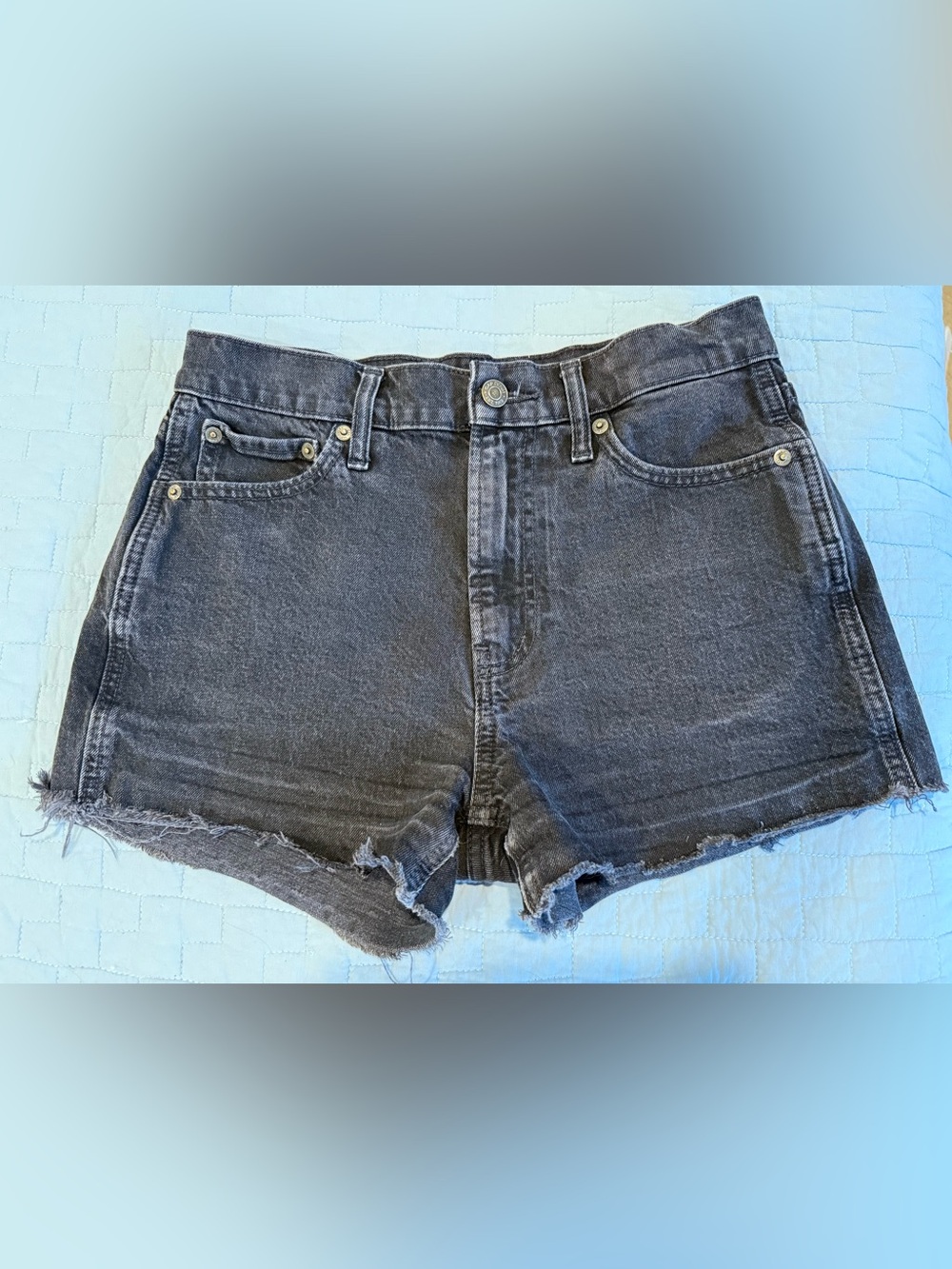 GAP Washed Black High-Rise Cutoff Denim Shorts